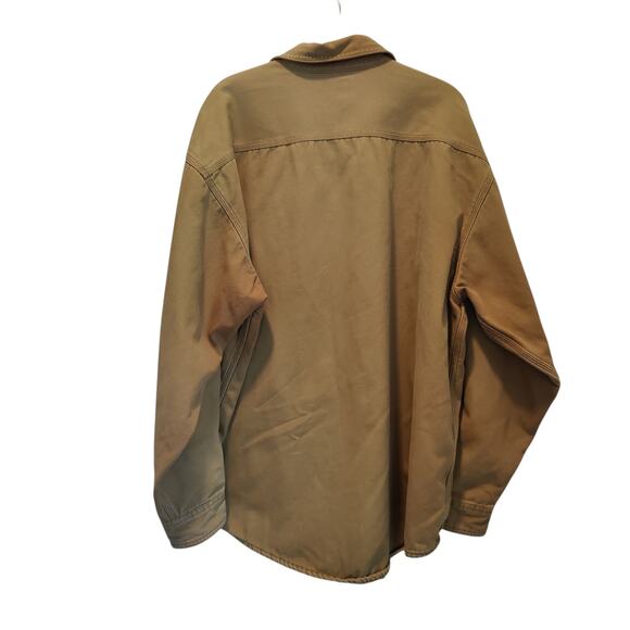 Carhartt Sz L S96BRN Flannel Lined Shirt Jacket Shacket Snap Front Distressed - Picture 7 of 9